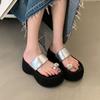 Small Man Height Gain Super High Heels Flip-flops Women's Summer Muffin Bottom Thick Heel Toe Cool Slippers Thick Sole Wedge Heel Shoes