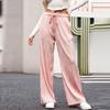 Women's Fashion Casual Elastic Drawstring High Waist Textured Wide Leg Straight Pants