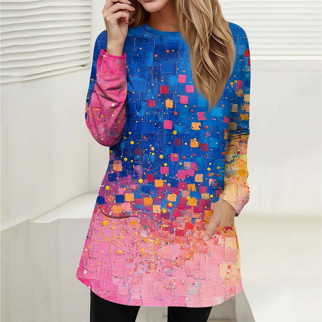 Женская толстовка, пуловер, спортивная одежда, карман, принт, повседневный топ с круглым вырезом и длинными рукавами