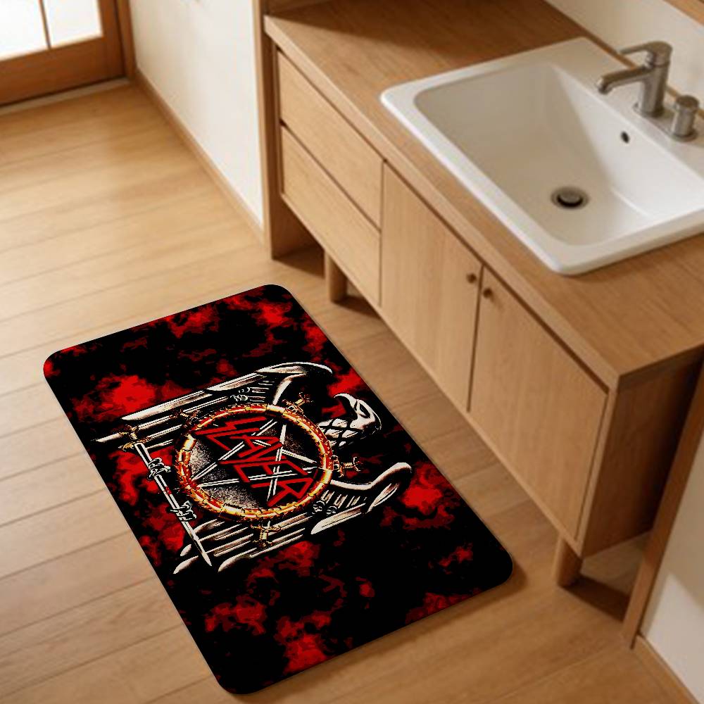 Heavy Metal S-Slayer Rock Band Room Mats Retro Multiple Choice Living Room Kitchen Rug Non-Slip Welcome Rug