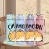 1PC Chmkin Chicken Cute Cartoon Print 750ml Color Plastic Sports Water Bottle Leakproof Flip Straw Lid Suitable for Sports Office Home Use