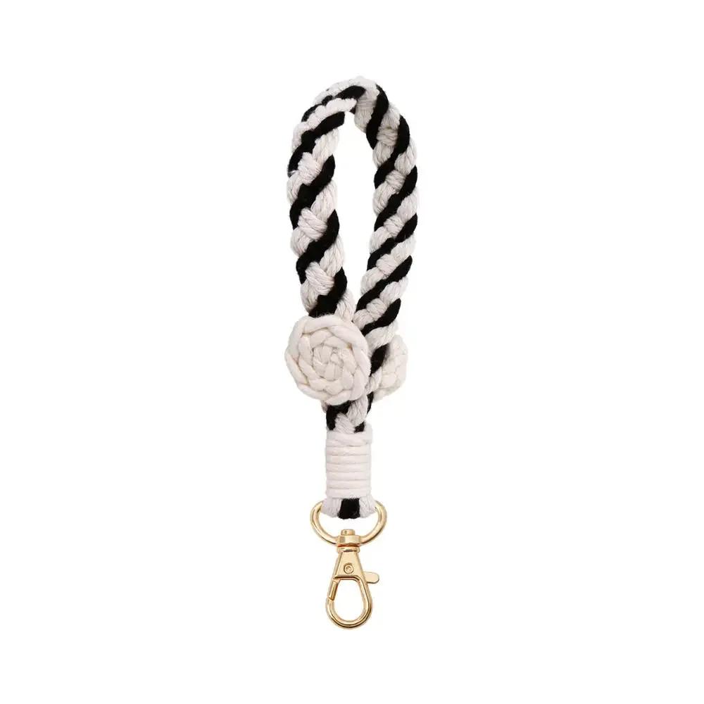 1pc Daisy Flower Key Chain Ins Explosive Style High-End Diy Hand-Woven Wrist Key Ring Bohemian Style Car Keychain Bag Pendant