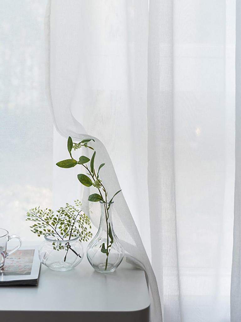 Однотонная перфорированная тюлевая занавеска из трилена, полузатемняющая, для гостиной или балкона