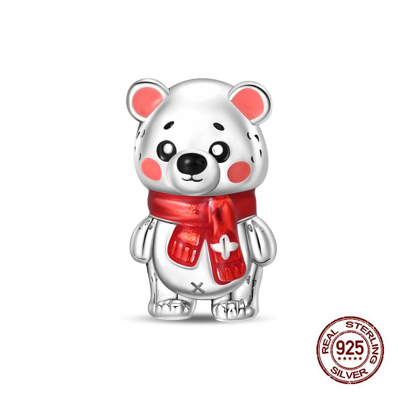 Зимние Шармы Медь Лось Медведь Санта Клаус Шармы Бусины Подходят для Оригинальных Браслетов Для Женщин Сделай Сам Праздничные Ювелирные Изделия Подарки