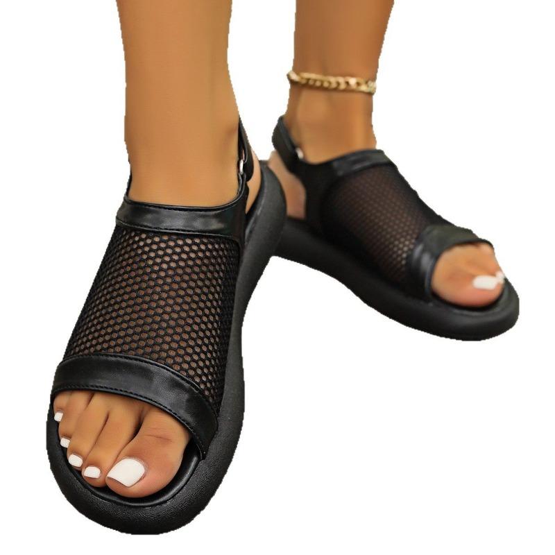 Splicing mesh sandals summer new platform Velcro casual women's drag large size beach sandals