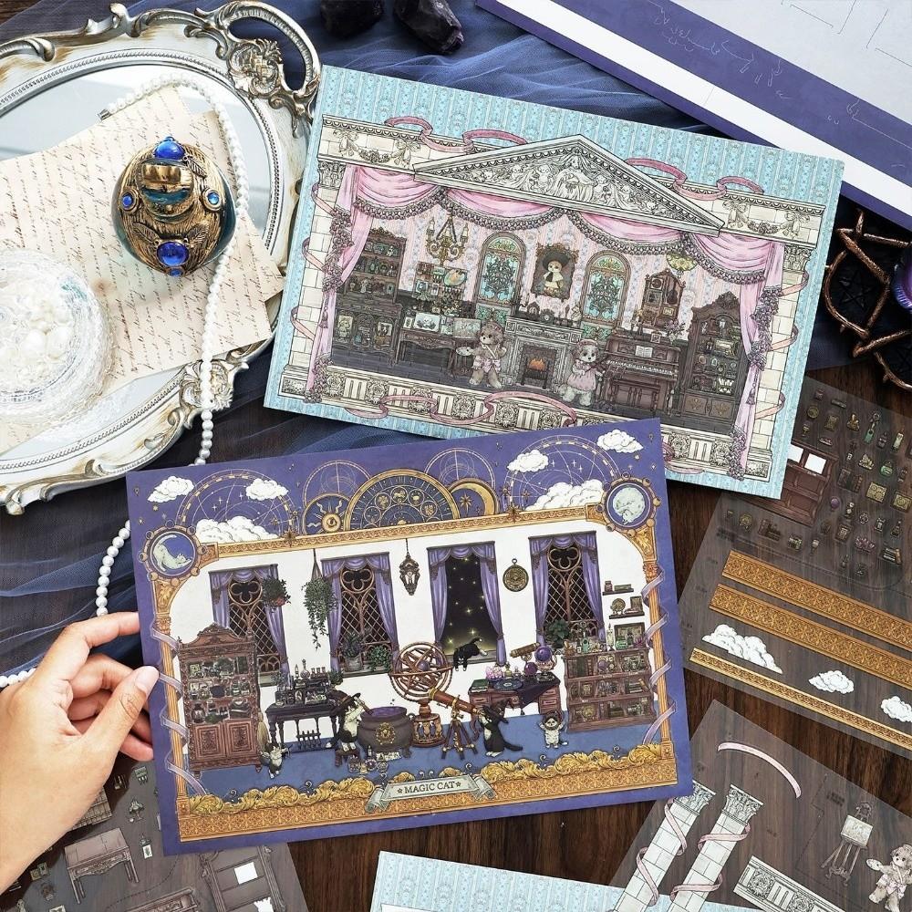 1 Scene Card 3 Sticker Sheets Layered Scene DIY Sticker Set Scrapbook Stickers DIY Craft