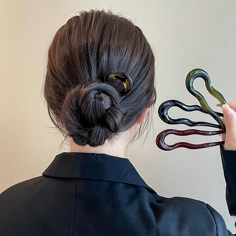 Новая U-образная вилка для волос Женская мода Ацетатная заколка Под панцирь черепахи Геометрический дизайн Головной убор Палочки для волос Аксессуары для волос для девочки