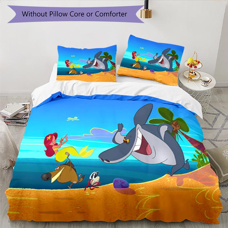 3pcs Zig & Sharko Bedding Set Duvet Cover Closure Includes 1 Duvet Cover & 2 Pillowcases, Soft and Comfortable for All Seasons.