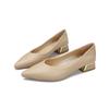 Leather Single Shoes Women's Thick Heel  Spring New Mid-heel Fashion Pointed-toed Women's Shoes Shallow Mouth Peas Shoes