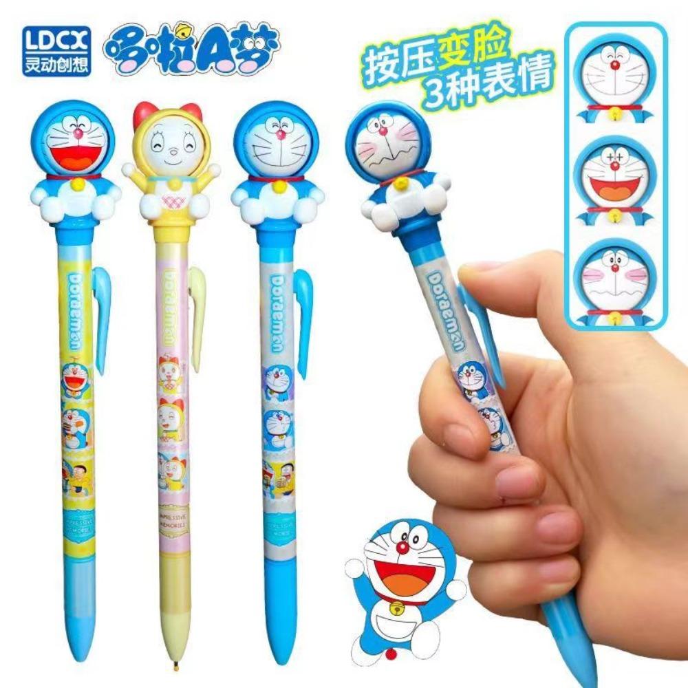 Ldcx Doraemon Face-Changing Gel Pen & Moonlight Pen Press Type Black Ink Cute Anime Stationery Decompression Gift