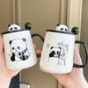 Кружка с крышкой и ложкой 2025 новая кружка с пандой для женщин сувенирная керамическая чашка для воды чашка для кофе