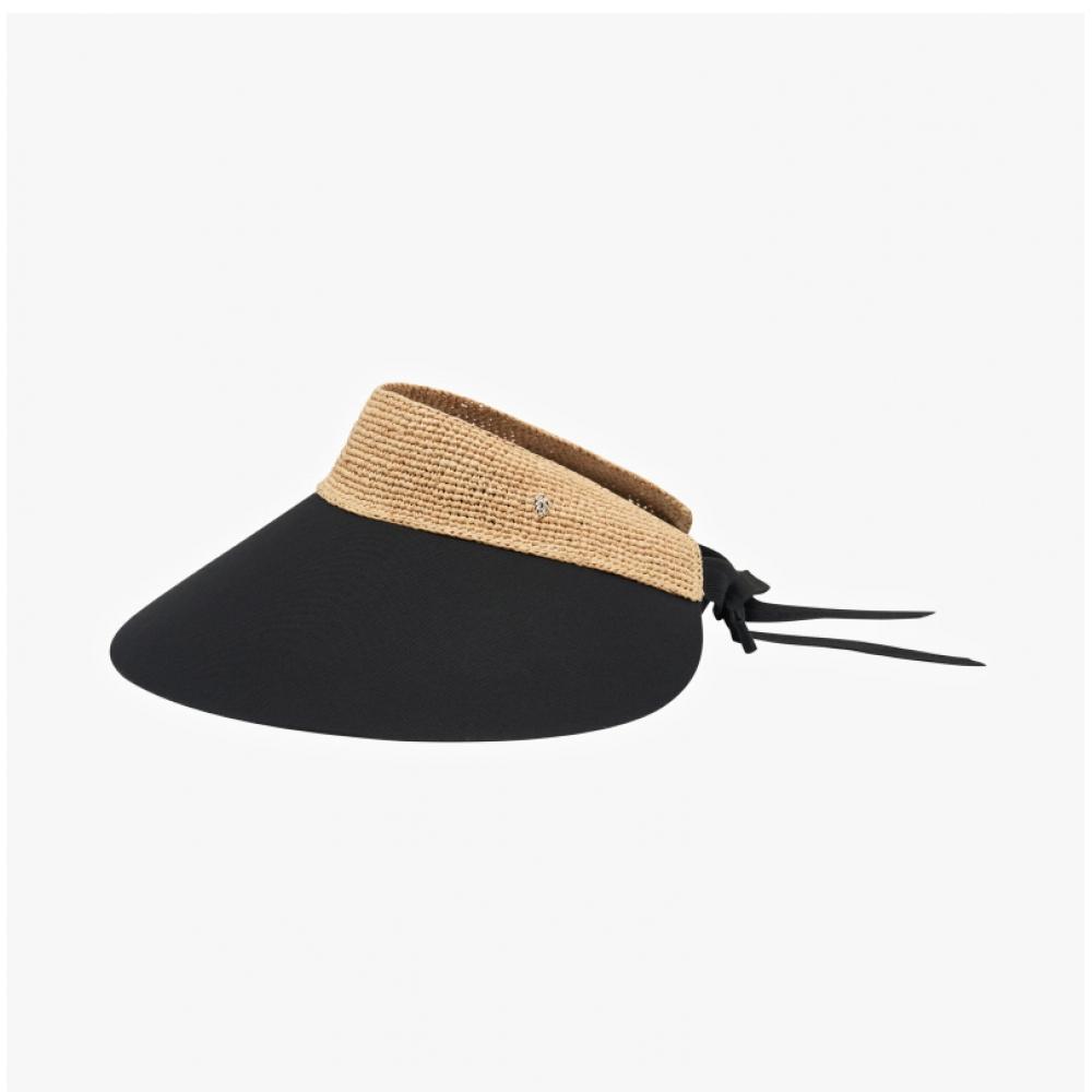 Хелен Камински Розали Натуральный Черный Козырек Солнечная Шляпа Кепка50610