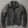 New Men Cowhide Coat Men's Genuine Leather Jacket Vintage Style Man Leather Clothes Motorcycle Biker Jackets Plus Size 134cm