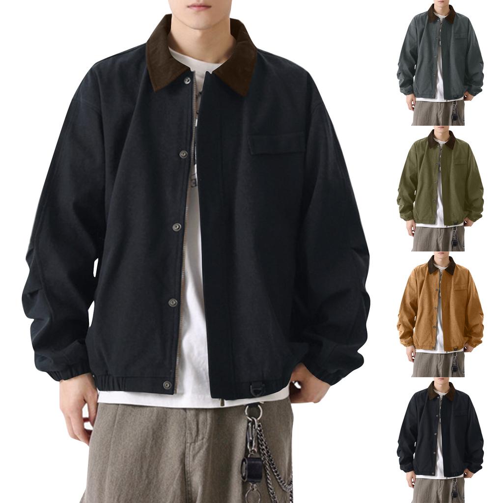 Men's Solid Color Camouflage Outdoor Sports Jacket Men's Pocket Button Casual Jacket