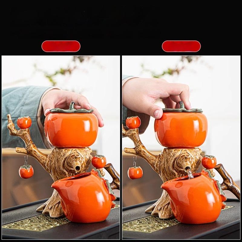 GIANXI Китайский чай Кунг-фу Чайный подарочный набор Керамический чайник Бытовая чайная чашка в форме хурмы Легкая роскошь Высококлассный подарок Чайник для заваривания чая