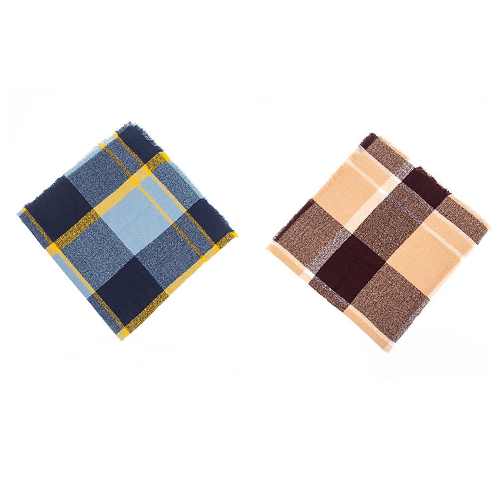 Осенне-зимняя шаль, женский теплый синий клетчатый квадратный шарф