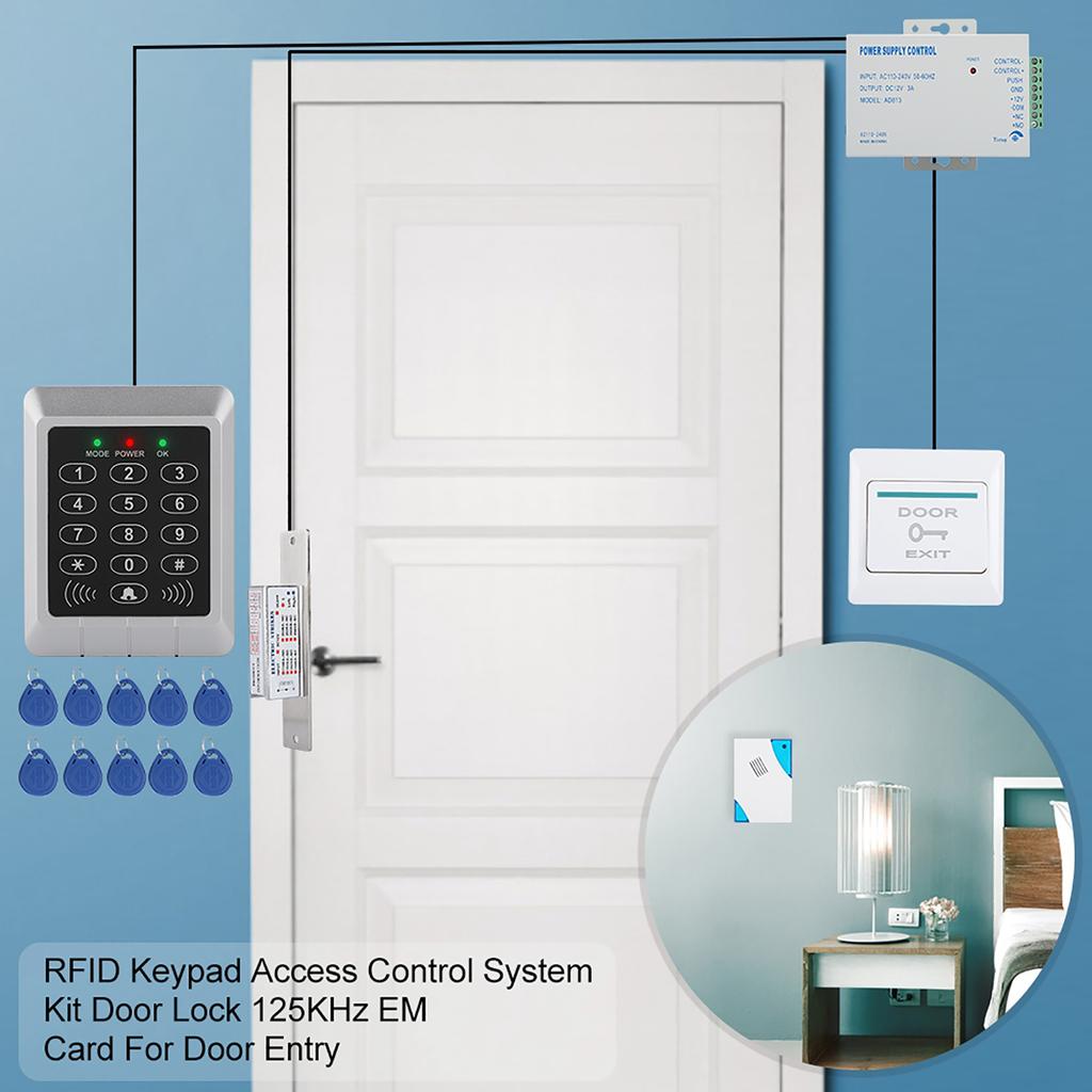Комплект системы контроля доступа RFID-клавиатуры, дверной замок 125 кГц, ЭМ-карта для входа в дверь