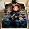 Плюшевое одеяло Chucky Horror - Жуткое одеяло, вдохновленное куклой, с дизайном фоторобота с пятнами крови, Мягкое и уютное покрывало для Хэллоуина D