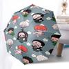 1pc Chibi Characters Auto Open Close Umbrella Portable 3-Fold Design with Iron Frame Outdoor Perfect Gift for Fans, Travelers, Daily Use.C103