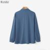 ZANZEA Женская повседневная блузка свободного кроя с отложным воротником и рукавами 3/4