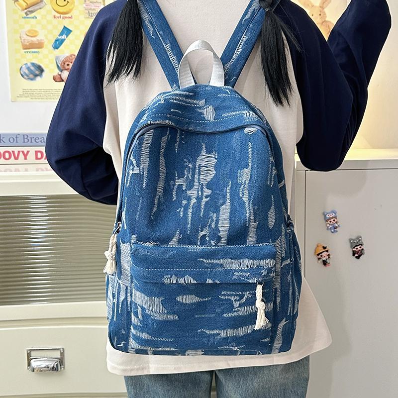 Большая вместимость джинсового рюкзака в стиле колледжа, школьная сумка для студента, женская дорожная сумка
