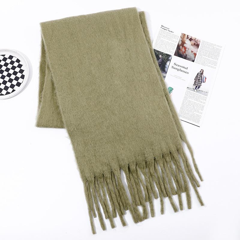 Imitation Cashmere Scarf for Women Winter Warm Thickening New Solid Color Scarf for Men Thick Tassel Woolen Scarf