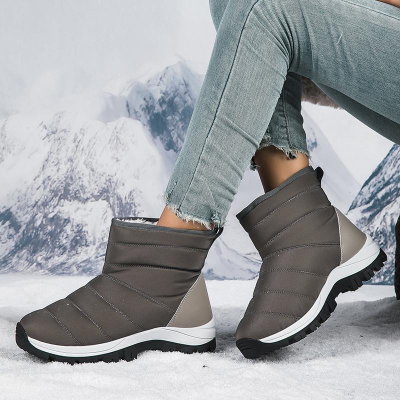 Ladies' Winter Fashionable Anti Slip Wear-resistant and Warm High Top Cotton Shoes with Added Fleece Outdoor Snow Boots