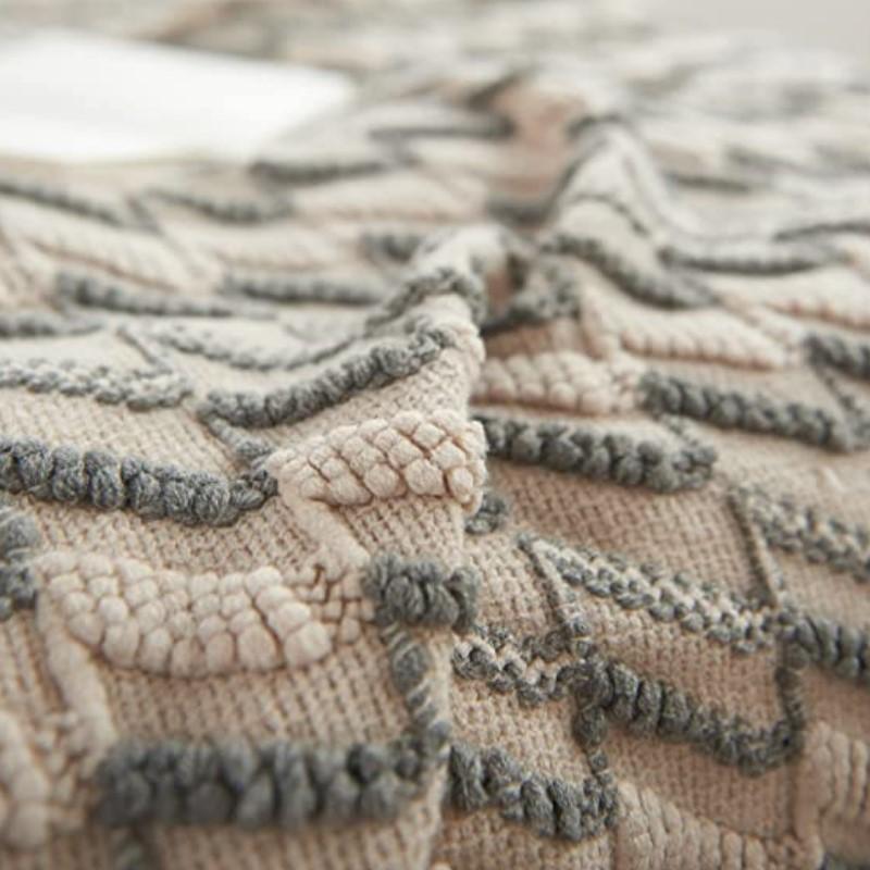 100% Acrylic Khaki Knitted Blanket with Tassel Gift Blanket Bed Sofa Travel Breathable Chic Bohemian Soft Comfortable Blanket