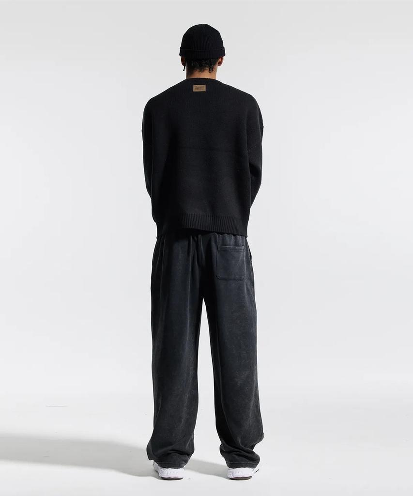 CREAM SODA LAB Quarter Teamplay Pigment Wide String Pants Black Yellow