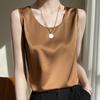 Women Summer Vest Sleeveless Smooth Satin Tank Tops Vest Regular Fit Round Neck Casual Camisole Clubs
