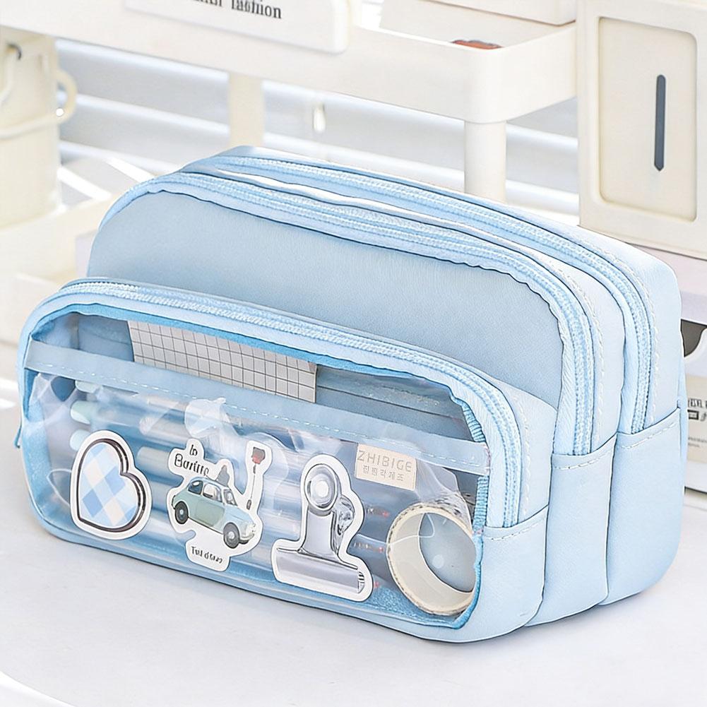 Kawaii Pencil Case Large Capacity Waterproof Korean Stationery Multi-layer Pen Pouch Portable Back to School Supplies