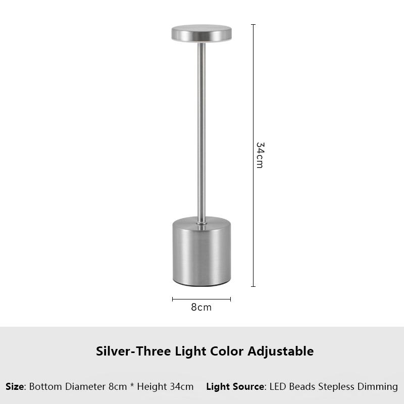 Rechargeable LED Desk Lamp Metal Dimmable Touch Table Lamp 3 Color Temperatures Bedside Creative Ambient Light Bar Hotel Decor