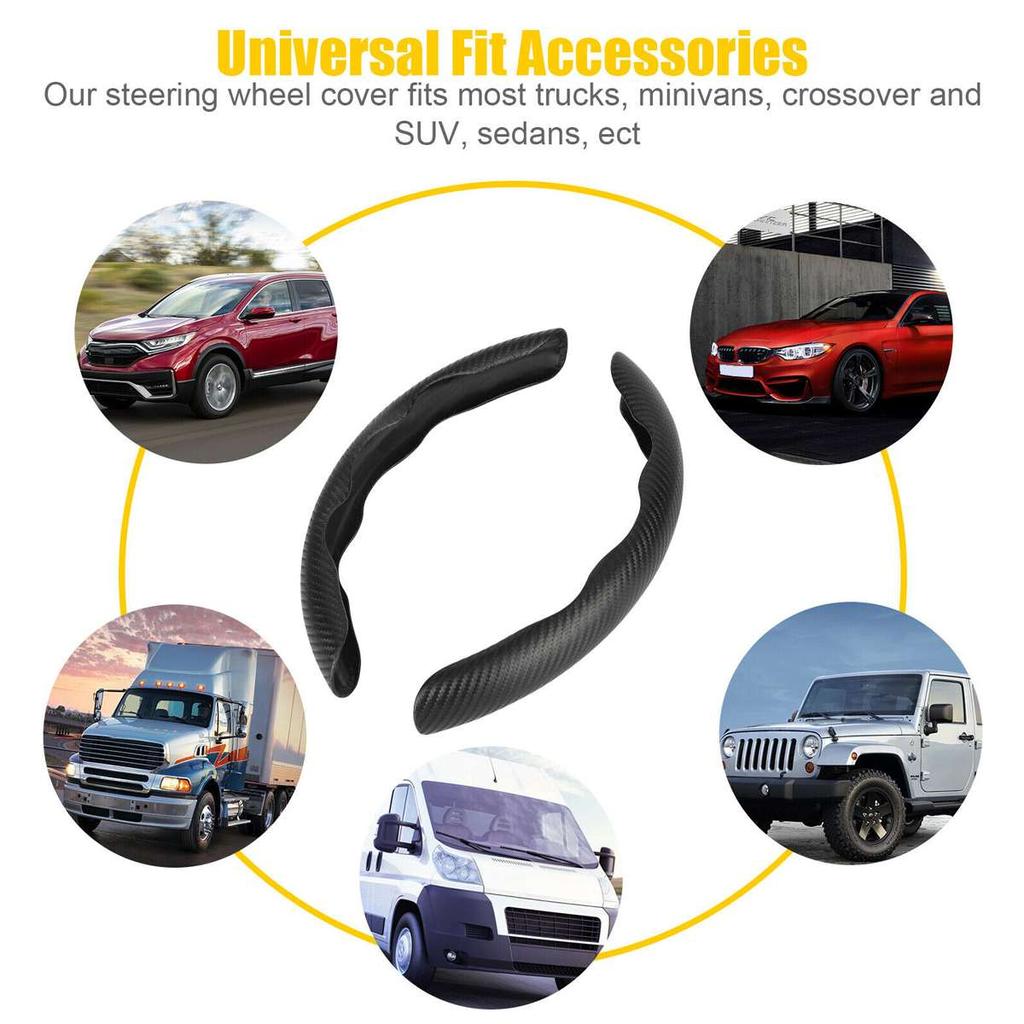 1 пара автомобильных чехлов на руль 38 см, противоскользящий карбоновый черный чехол из АБС-пластика, усилитель рулевого колеса, аксессуары для авто