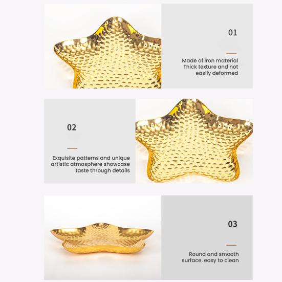 Креативный металлический поднос для десертов в форме звезды, маленькая тарелка для закусок для торта, фруктов, снеков, многофункциональная ретро посуда для вечеринки, пикника
