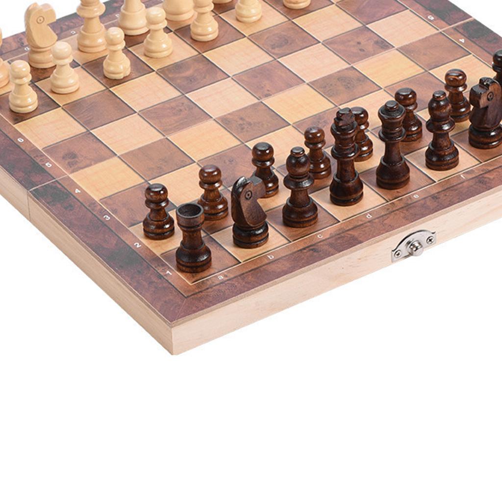 3in1 Portable Wooden Chessboard Folding Board Chess Game For Party Family Activities (29*29cm)