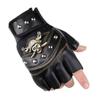 Punk Fingerless Rivet PU Leather Half Finger Gloves Cycling Gloves Motorcycle Gloves Skulls Gloves