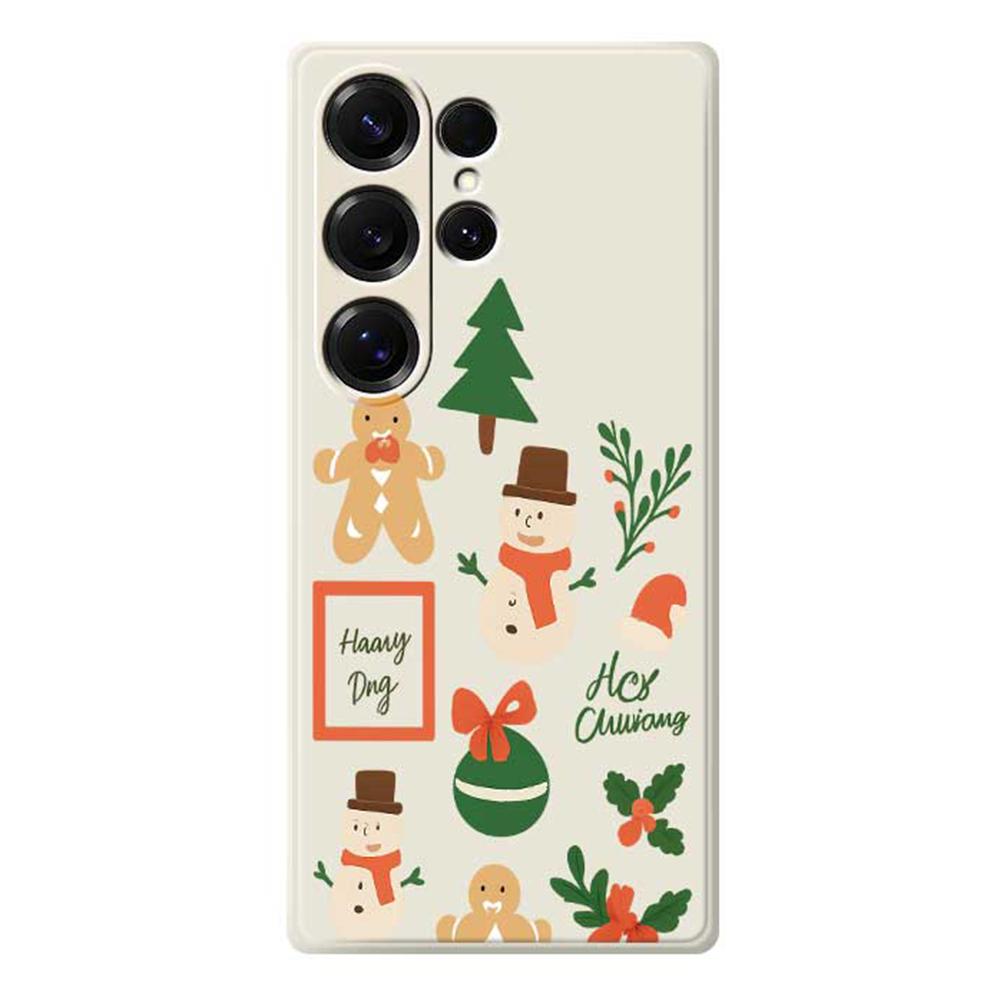 For Samsung Galaxy S25 Ultra Case Christmas Snowman Pattern Printing Straight Edge TPU Phone Back Cover