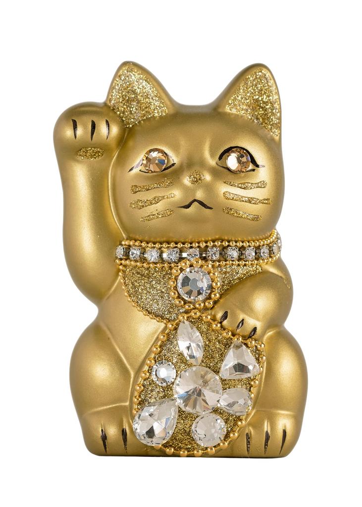 Ювелирные изделия Lucky Cat Кошка-правая рука Lucky Cat Украшение Lucky Feng Shui Ящик для пожертвований Gold (S-SIZE Золотой) Поднятый/Керамика_Счастливый (jw_S