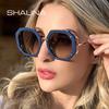 Oversize Hexagon Sunglasses Women Brand Designer Fashion Gradient Shades UV400