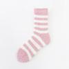 Women's Cozy Striped Coral Fleece Socks - Mid-Tube Warm, Plush Floor/Bed Socks for Autumn & Winter