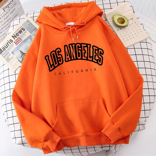 Женская толстовка с длинным рукавом Лос-Анджелес, Калифорния с буквенным принтом, модная негабаритная удобная спортивная одежда, свободная винтажная холодостойкая одежда