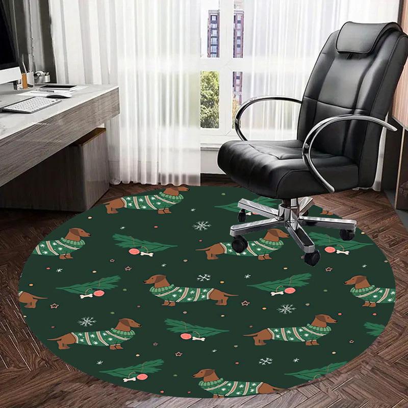 1pc Christmas Dachshunds in Sweaters Round carpet, Perfect for Decorating Chairs, Living Rooms, Or Bedrooms, for Living Room.099
