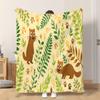 Fflannel Blanket 1pc Animals with Greenery Soft Comfortable and Warm This Nap Blanket/sofa Blanket Is Suitable for All Seasons and
