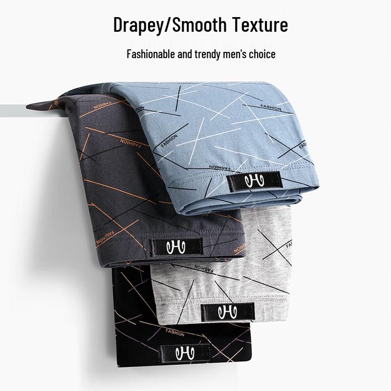 Hengyuanxiang Мужские бамбуковые трусы-боксеры большого размера 7A, антибактериальные, хлопковые, 4 штуки