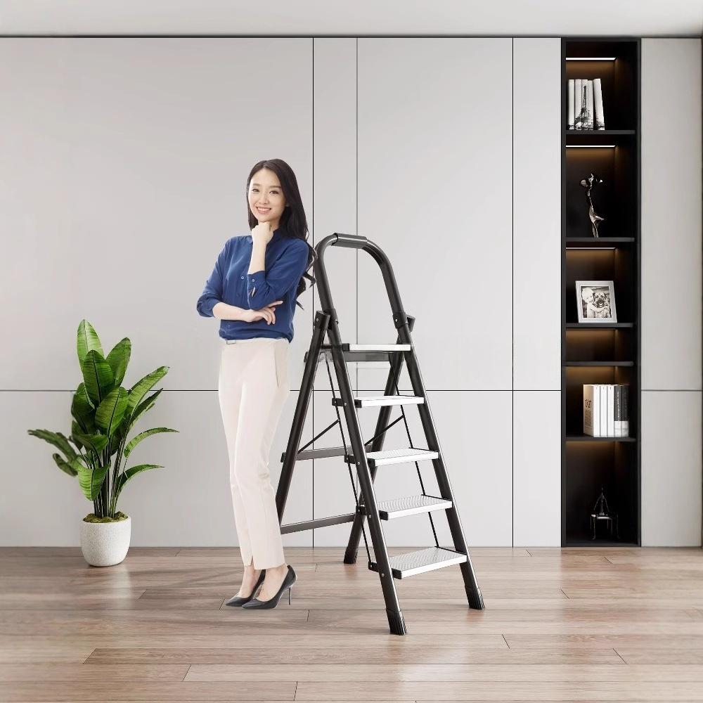 Indoor zigzag ladder, folding ladder, aluminum alloy pedals, mobile staircase, portable storage, multifunctional step ladder