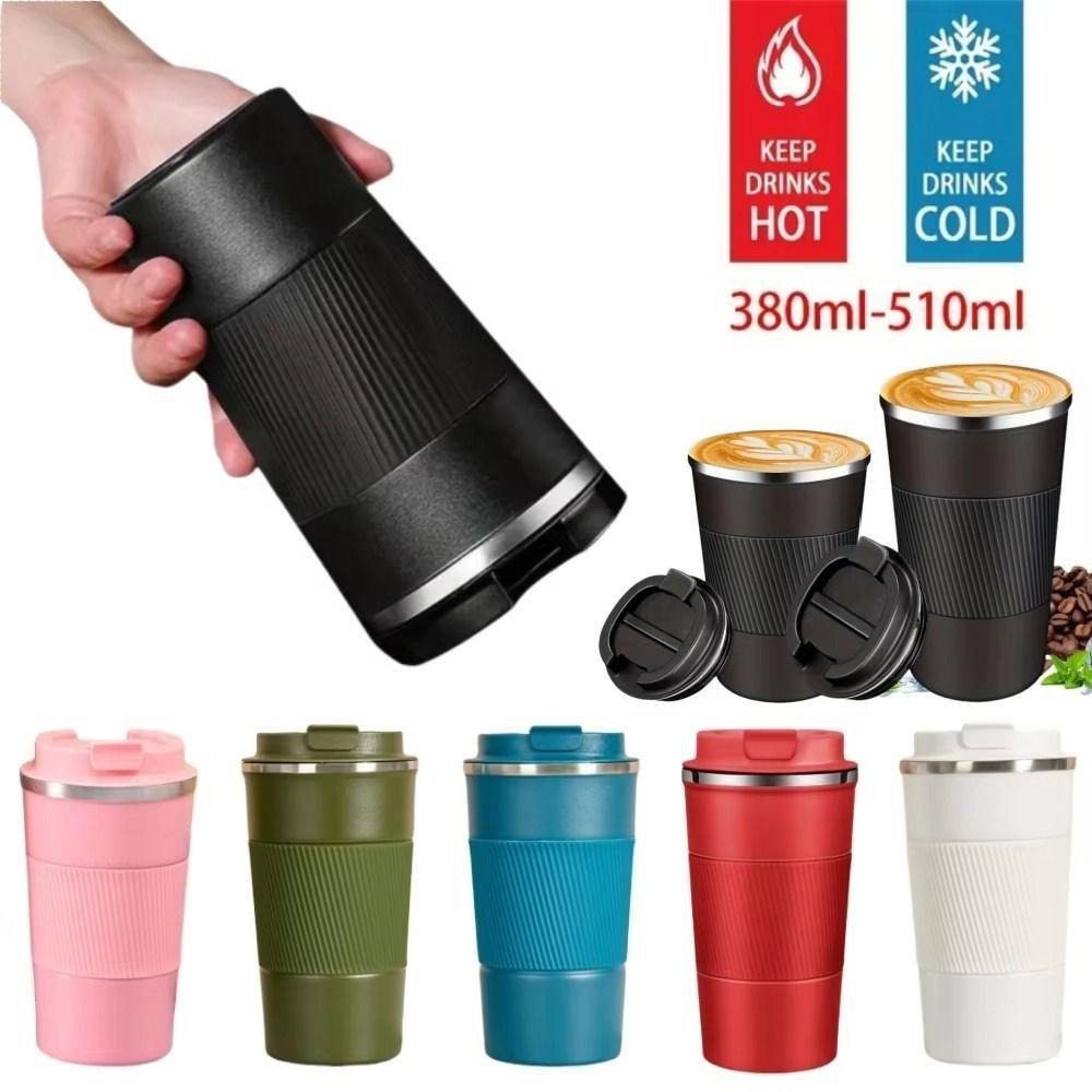 Double-layer Coffee Thermos 380ml/510ml Travel Thermal Mug Reusable Insulated Cup Car Use