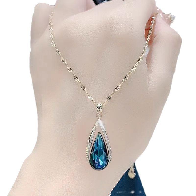 Niche 2024 Трендовое синее геометрическое ожерелье - короткая, стильная цепочка на ключицу для женщин