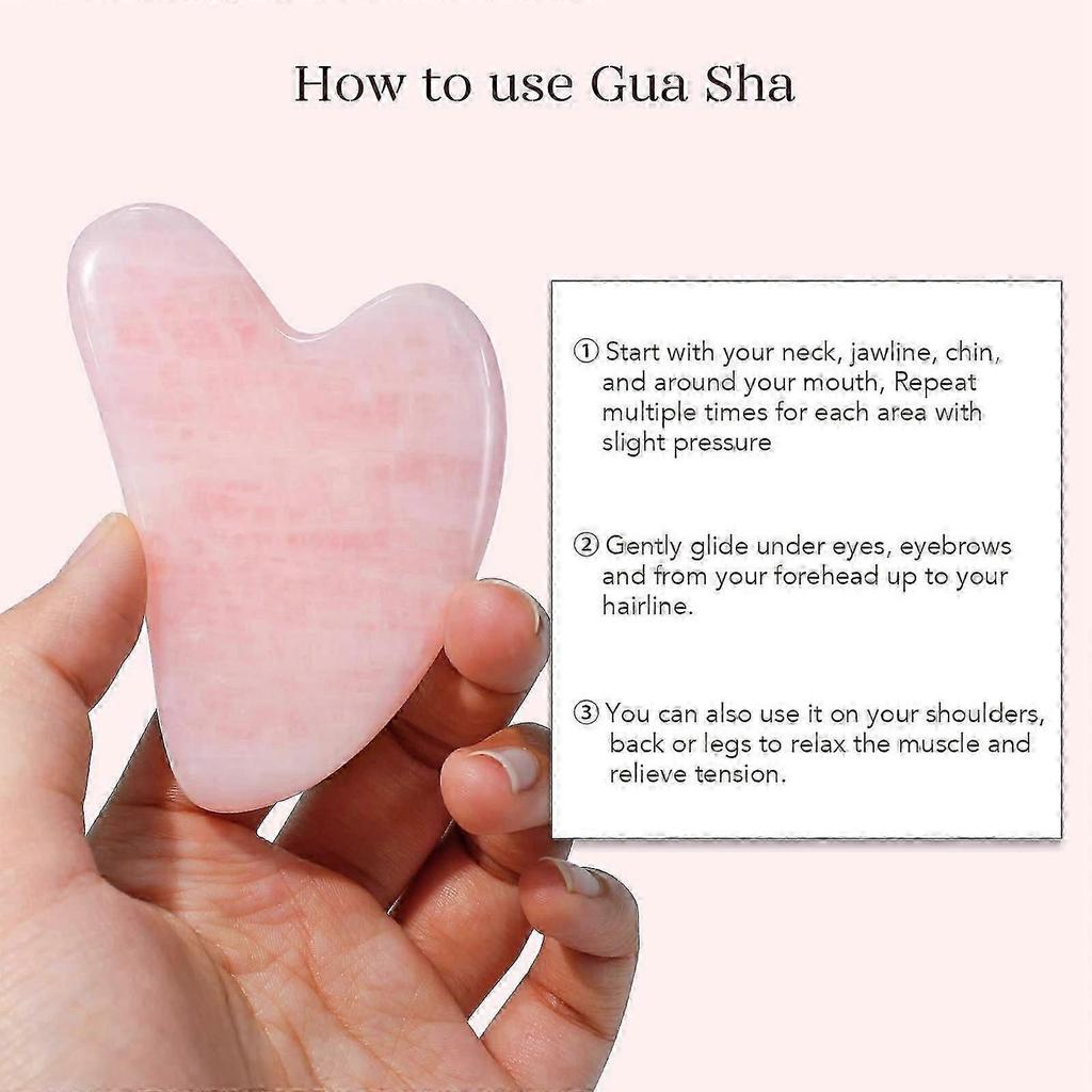 Jade Roller & Gua Sha, Face Roller, Facial Beauty Roller Skin Care Tools, Rose Quartz Massager for Face, Eyes, Neck