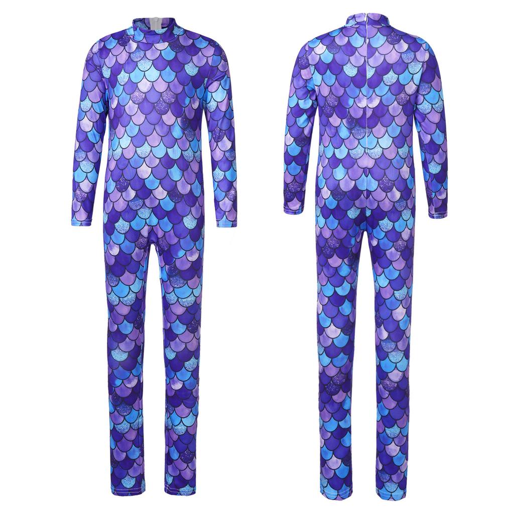 Гимнастический купальник для девочек, комбинезон русалки с длинными рукавами, боди, комбинезоны для акробатики, танцевальные балетные велосипедки