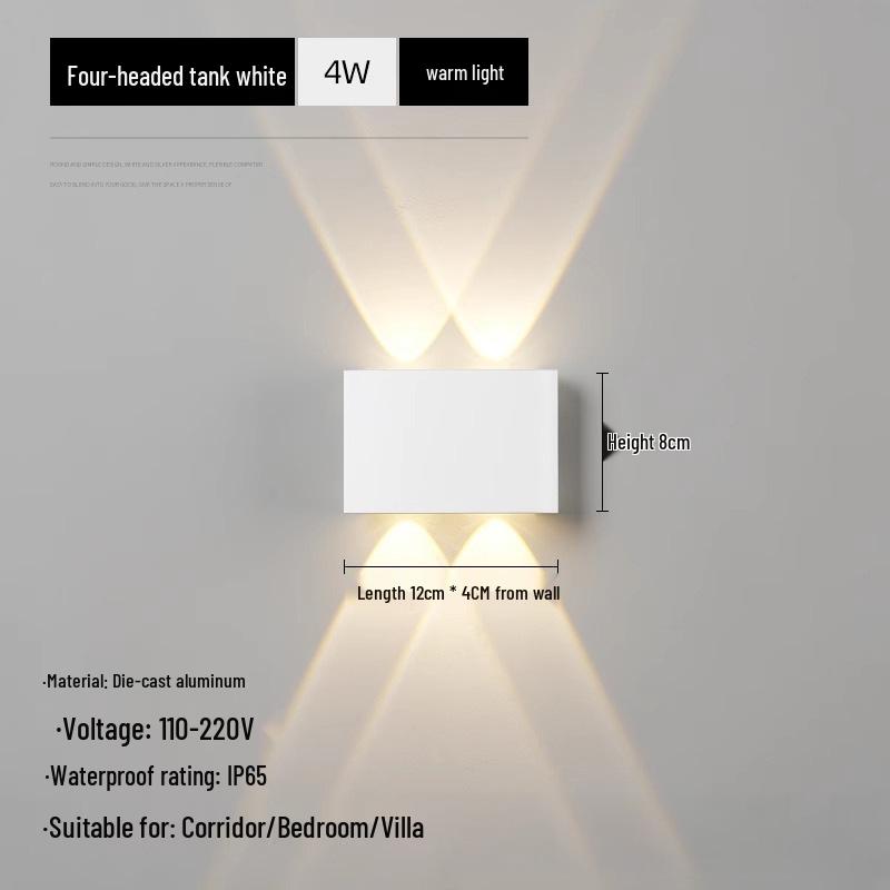 Waterproof LED Outdoor Wall Lamp, Single Head Up/Down Spotlight for Courtyard, Bedroom, Corridor, Hallway